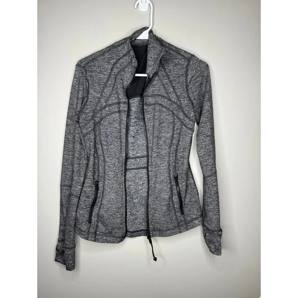 Lululemon Define Jacket Heathered Gray Full Zip Thumbholes Size 6